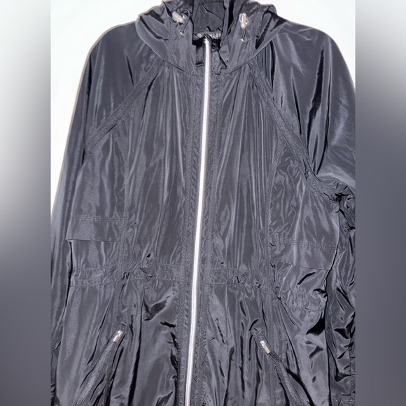 Athleta Black Trench Coat with Hood women size large - Picture 6 of 8